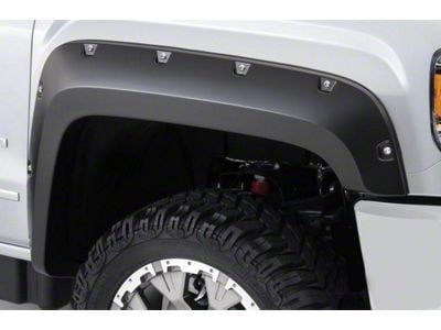 Bushwacker Pocket Style Fender Flares; Front and Rear; Onyx Black (17-19 Sierra 3500 HD)