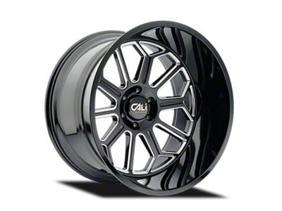 Cali Off-Road Auburn Gloss Black Milled 8-Lug Wheel; 20x9; -12mm Offset (01-06 Sierra 2500 HD)