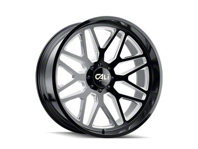 Cali Off-Road Invader Gloss Black Milled 8-Lug Wheel; 20x10; -25mm Offset (01-06 Sierra 2500 HD)