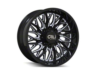 Cali Off-Road Crusher Gloss Black Milled 8-Lug Wheel; 22x10; -19mm Offset (01-06 Silverado 3500 HD SRW)