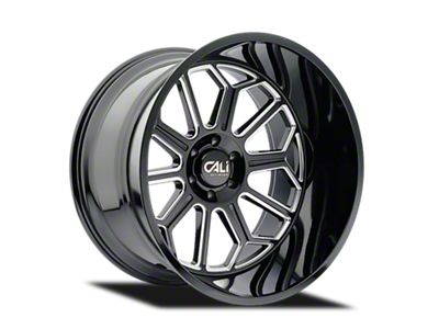Cali Off-Road Auburn Gloss Black Milled 6-Lug Wheel; 24x14; -76mm Offset (07-13 Sierra 1500)