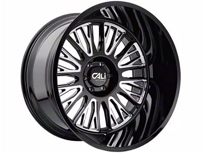 Cali Off-Road Vertex Gloss Black Milled 6-Lug Wheel; 22x12; -44mm Offset (14-18 Sierra 1500)