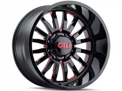 Cali Off-Road Summit Gloss Black with Red Milled Spokes 6-Lug Wheel; 20x9; 0mm Offset (2024 Ranger)