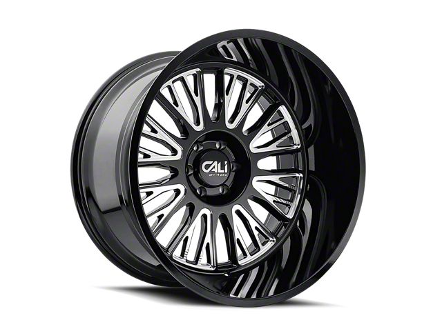 Cali Off-Road Vertex Gloss Black Milled 6-Lug Wheel; 24x14; -76mm Offset (99-06 Sierra 1500)