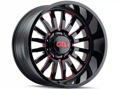 Cali Off-Road Summit Gloss Black with Red Milled Spokes 6-Lug Wheel; 20x9; 0mm Offset (99-06 Silverado 1500)