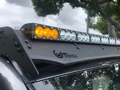 Cali Raised LED Dual Function LED Light Bar with Tall Dual Function Switch and Prinsu Roof Rack Mounting Bracket Kit (Universal; Some Adaptation May Be Required)