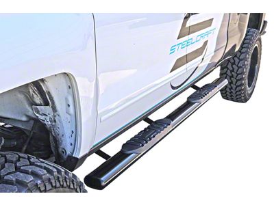 5-Inch Oval Straight Side Step Bars; Semi Gloss Black (15-24 Canyon Crew Cab)