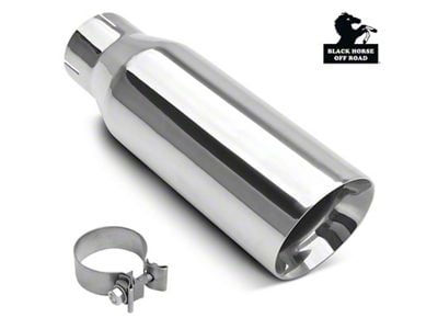 Angled Cut Rolled End Round Exhaust Tip; 4-Inch; Polished (Fits 2.75-Inch Tailpipe)