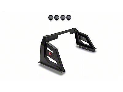 Armour Roll Bar with 5.30-Inch Red Round Flood LED Lights; Black (15-25 Canyon)