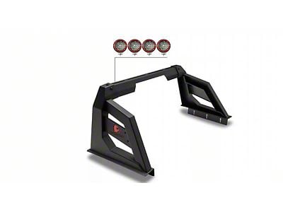 Armour Roll Bar with 5.30-Inch Red Round Flood LED Lights; Black (15-25 Canyon)