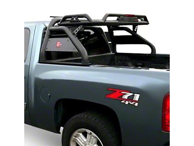 Atlas Roll Bar with 7-Inch Red Round LED Lights; Black (15-22 Canyon)