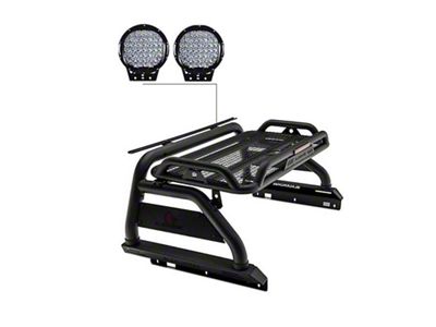 Atlas Roll Bar with 9-Inch Black Round LED Lights for Tonneau Cover; Black (15-22 Canyon)