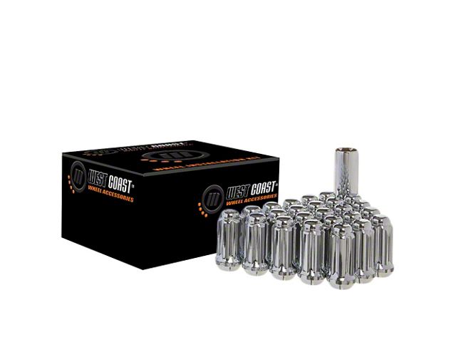 Chrome Acorn Spline Lug Nuts; M14x1.5; Set of 24 (23-24 Canyon)