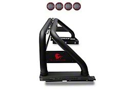 Classic Roll Bar for Tonneau Cover with 5.30-Inch Red Round Flood LED Lights; Black (15-22 Canyon)