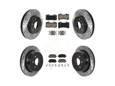 Drilled and Slotted 6-Lug Brake Rotor and Ceramic Pad Kit; Front and Rear (15-20 Canyon)