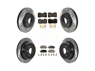 Drilled and Slotted 6-Lug Brake Rotor and Ceramic Pad Kit; Front and Rear (15-20 Canyon)