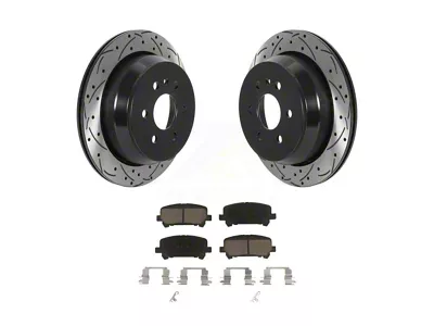 Drilled and Slotted 6-Lug Brake Rotor and Ceramic Pad Kit; Rear (15-20 Canyon)