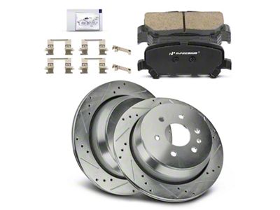 Drilled and Slotted 6-Lug Brake Rotor and Pad Kit; Rear (15-20 Canyon)