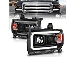 Plank Style Projector Headlights; Black Housing; Clear Lens (15-18 Canyon)