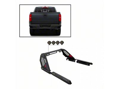 Vigor Roll Bar with 7-Inch Black Round LED Lights; Black (15-22 Canyon)