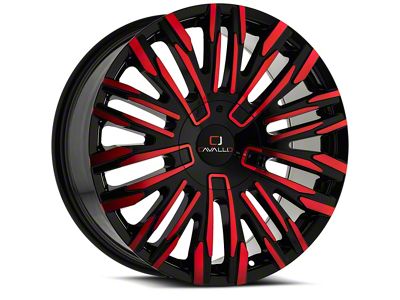 Cavallo CLV-28 Gloss Black and Red Milled 6-Lug Wheel; 20x8.5; 15mm Offset (21-24 F-150)