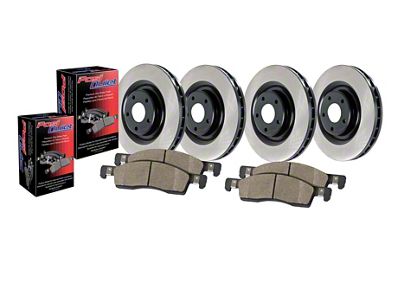 Preferred Axle Plain 5-Lug Brake Rotor and Pad Kit; Front and Rear (2004 RAM 1500 SRT-10)