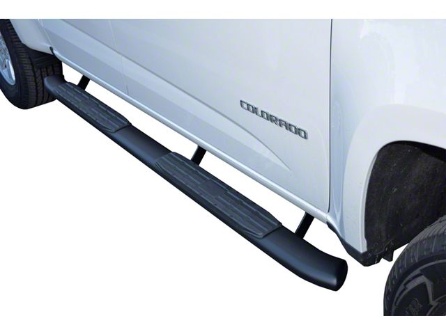 4-Inch Oval 4X Series Side Step Bars; Textured Matte Black (15-24 Colorado Crew Cab)