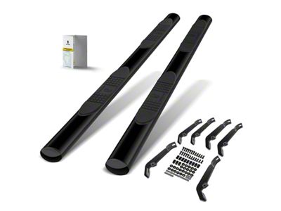 4-Inch Oval Straight Side Step Bars; Black (15-22 Colorado Extended Cab)