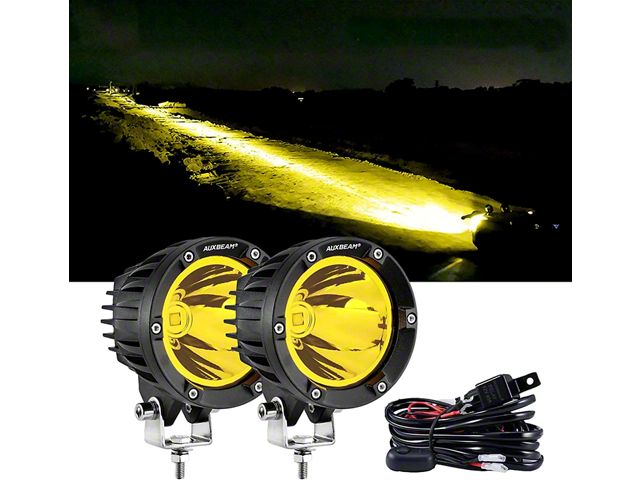 4-Inch Round 72W Yellow LED Pod Lights; Spot Beam (Universal; Some Adaptation May Be Required)