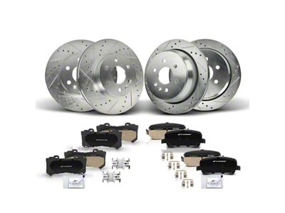 Drilled and Slotted 6-Lug Brake Rotor and Pad Kit; Front and Rear (15-20 Colorado)