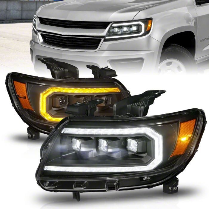 Colorado Full LED Projector Headlights; Black Housing; Clear Lens (15