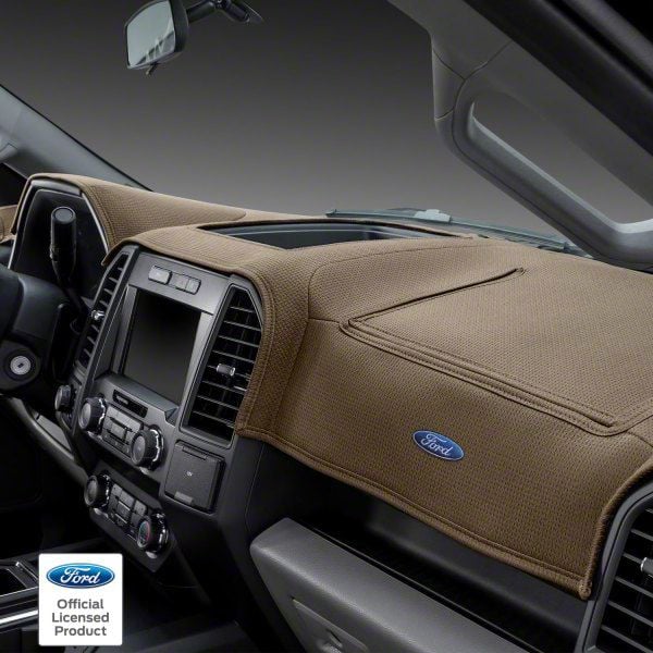 Covercraft Ltd Edition F-150 Custom Dash Cover with Ford Blue Oval Logo;  Beige 62092DF24-00-23 (15-20 F-150 w/o Forward Collision Alert) - Free  Shipping