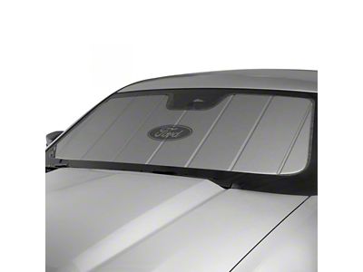 Covercraft UVS100 Heat Shield Custom Sunscreen with Black Ford Oval Logo; Silver (21-25 F-150)