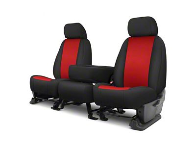 Covercraft Precision Fit Seat Covers Endura Custom Front Row Seat Covers; Red/Black (17-22 F-250 Super Duty w/ Bench Seat)