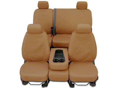 Covercraft Seat Saver Polycotton Custom Second Row Seat Cover; Tan (14-18 Sierra 1500 Double Cab, Crew Cab)