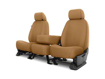 Covercraft Seat Saver Polycotton Custom Front Row Seat Covers; Tan (21-24 F-150 w/ Bench Seat & Non-Opening Center Console)