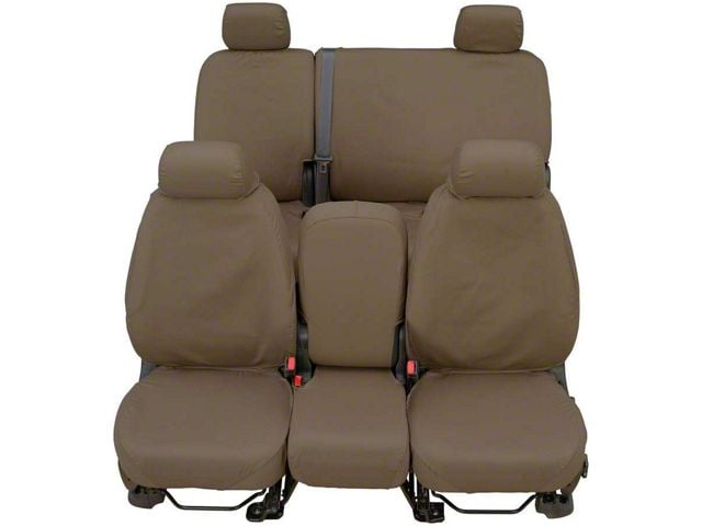 Covercraft Seat Saver Waterproof Polyester Custom Front Row Seat Covers; Taupe (17-18 F-350 Super Duty w/ Bench Seat)