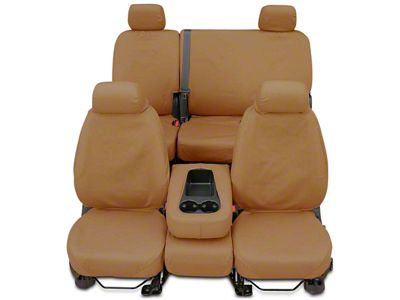 Covercraft Seat Saver Polycotton Custom Front Row Seat Covers; Tan (14-18 Silverado 1500 w/ Bench Seat)
