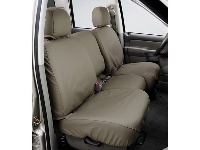 Covercraft Seat Saver Polycotton Custom Front Row Seat Covers; Wet Sand (07-14 Sierra 2500 HD w/ Bench Seat & Folding Center Console w/ a Tray/Cupholder)