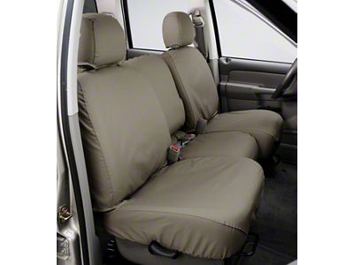 Covercraft Seat Saver Polycotton Custom Front Row Seat Covers; Wet Sand (20-24 Sierra 3500 HD w/ Bench Seat & Fold-Down Console w/o Lid & Under Center Seat Storage)
