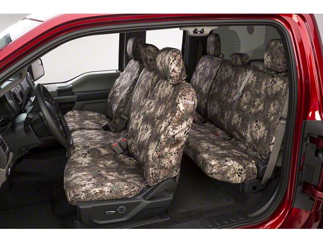 Covercraft Seat Saver Prym1 Custom Front Row Seat Covers; Multi-Purpose Camo (15-16 Silverado 2500 HD w/ Bench Seat & Fold-Down Center Console w/ a Lid/Cupholder, Center Seat Storage & Seat Airbags)
