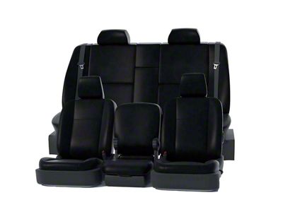 Covercraft Precision Fit Seat Covers Leatherette Custom Front Row Seat Covers; Black (99-02 Sierra 1500 w/ Bench Seat)