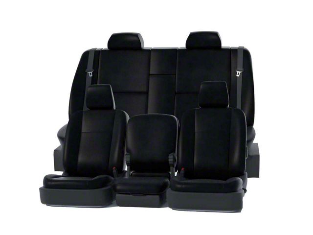 Covercraft Precision Fit Seat Covers Leatherette Custom Front Row Seat Covers; Black (20-22 Sierra 3500 HD w/ Bucket Seats)
