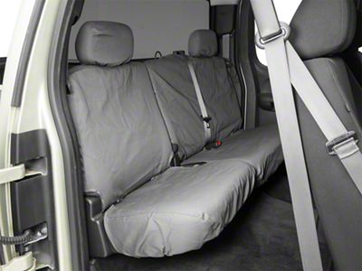 Covercraft Seat Saver Polycotton Custom Second Row Seat Cover; Charcoal (20-25 Sierra 3500 HD Double Cab, Crew Cab w/ 60/40 Split Cushion Bench Seat & Fold-Down Armrest)