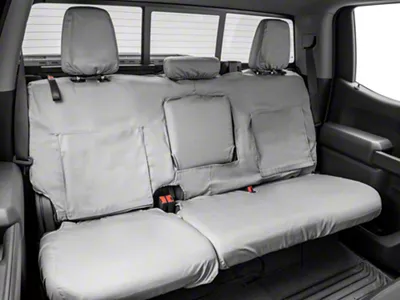 Covercraft Seat Saver Polycotton Custom Second Row Seat Cover; Gray (20-25 Sierra 3500 HD Double Cab, Crew Cab w/ 60/40 Split Cushion Bench Seat & Fold-Down Armrest)