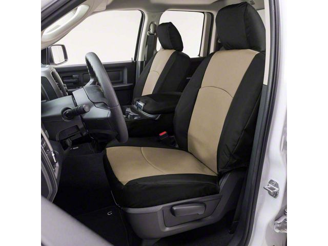 Covercraft Precision Fit Seat Covers Endura Custom Front Row Seat Covers; Tan/Black (2015 Silverado 2500 HD w/ Bucket Seats)