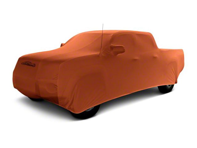Coverking Satin Stretch Indoor Car Cover; Inferno Orange (21-24 F-150 SuperCrew w/ 5-1/2-Foot Bed & Non-Towing Mirrors)