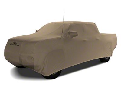 Coverking Satin Stretch Indoor Car Cover with Roof Shark Fin Antenna Pocket; Sahara Tan (19-24 RAM 2500 Crew Cab w/ 6.4-Foot Box)