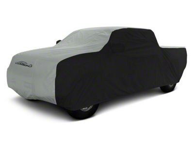 Coverking Stormproof Car Cover with Rear Roof Shark Fin Antenna Pocket; Black/Gray (19-24 RAM 2500 Crew Cab w/ 6.4-Foot Box)