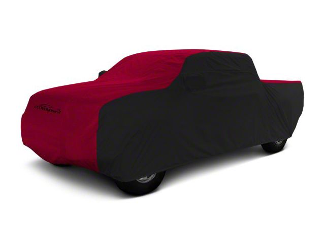 Coverking Stormproof Car Cover with Roof Shark Fin Antenna Pocket; Black/Red (19-24 RAM 2500 Crew Cab w/ 6.4-Foot Box)
